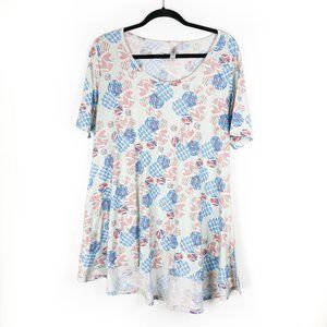 LULAROE Womens Short Sleeve Tunic Top Large